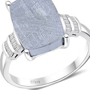 Diamond And Meteorite Ring In Sterling Silver